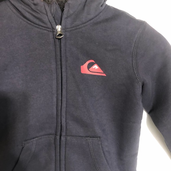 Quiksilver Toddler Black Blue Lined Full Zip Front Hoodie Sweatshirt Size 3 - Picture 3 of 5